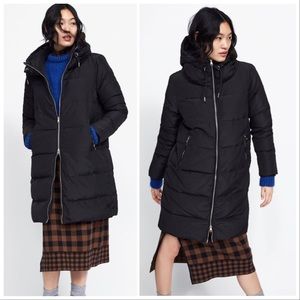 Zara Black XS Hooded Down Coat